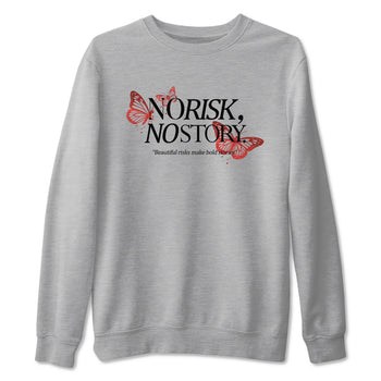 No Risk No Story sneaker match t-shirt styled to complete your fit with the Air Jordan 1 Ruby sneakers, shown in Heather Grey 2.