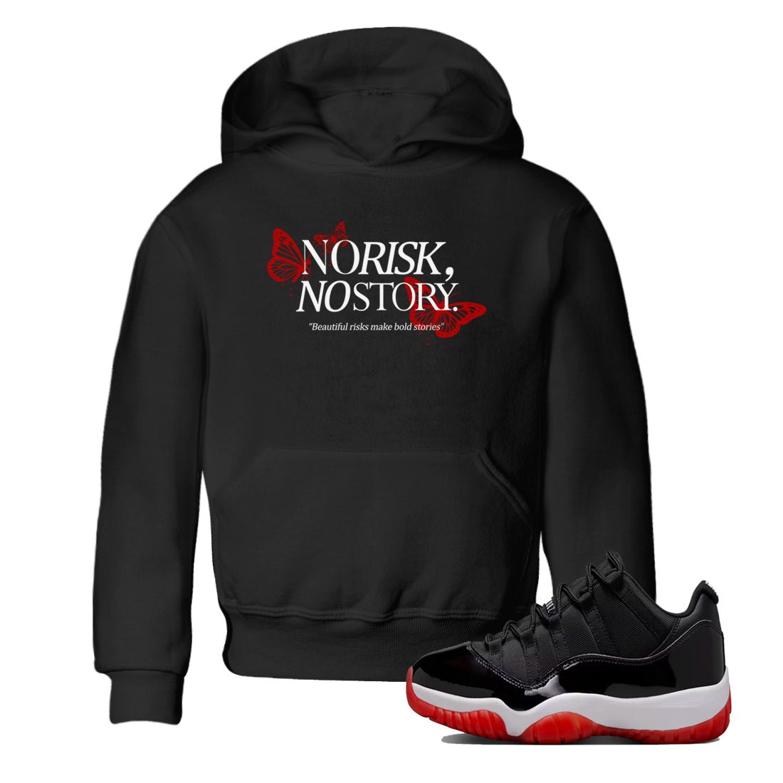 11s Bred shirts to match jordans No Risk No Story sneaker match tees Air Jordan 11 Retro Bred match shoes to clothes SNRT Sneaker Tees Youth Baby Black 1 tee