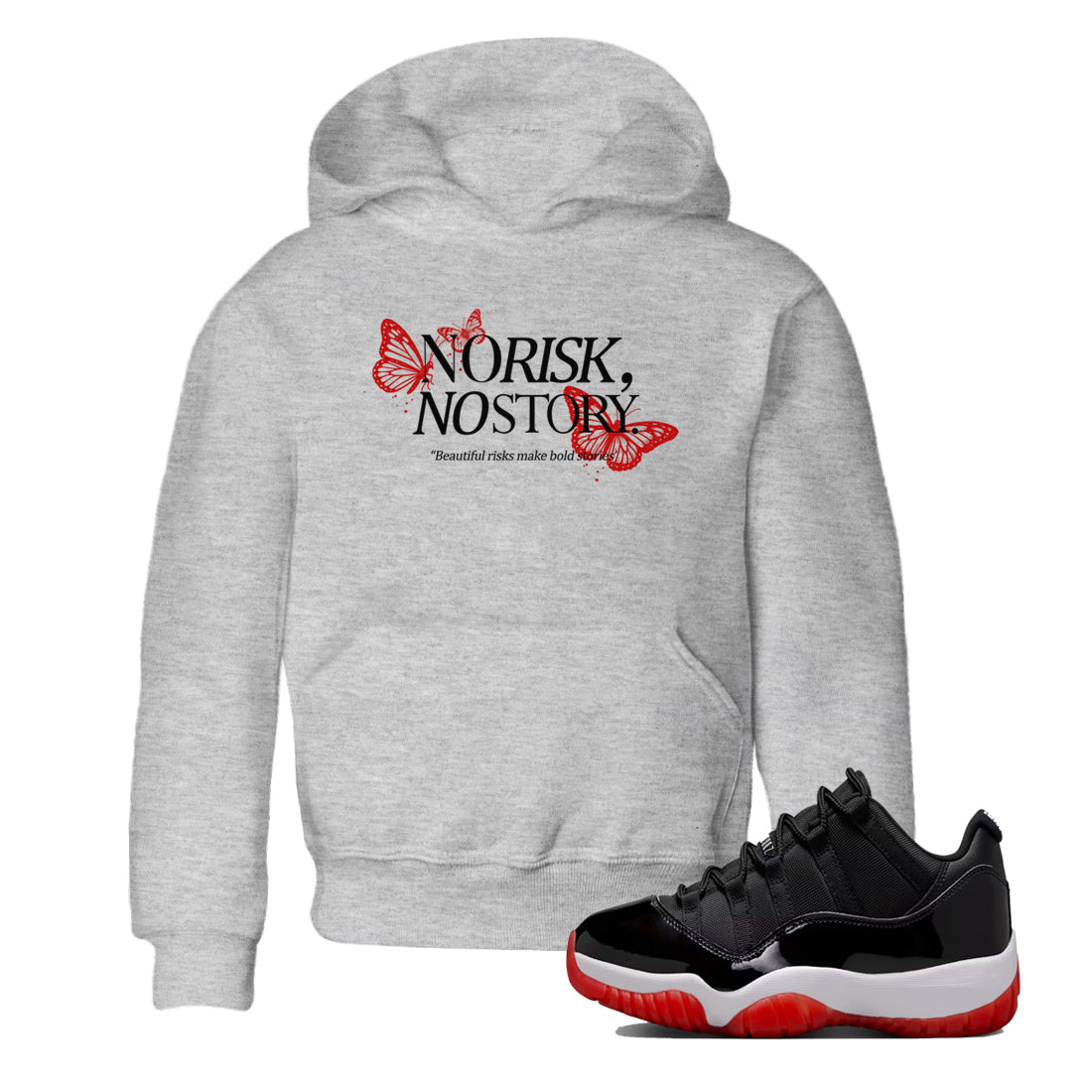 11s Bred shirts to match jordans No Risk No Story sneaker match tees Air Jordan 11 Retro Bred match shoes to clothes SNRT Sneaker Tees Youth Baby Heather Grey 1 tee
