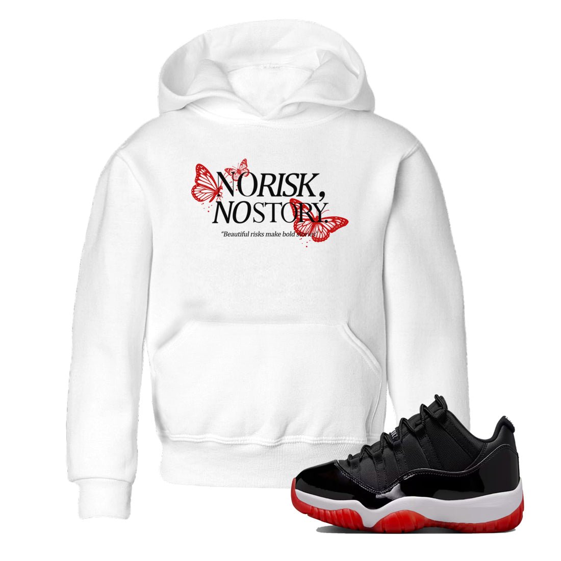 11s Bred shirts to match jordans No Risk No Story sneaker match tees Air Jordan 11 Retro Bred match shoes to clothes SNRT Sneaker Tees Youth Baby White 1 tee