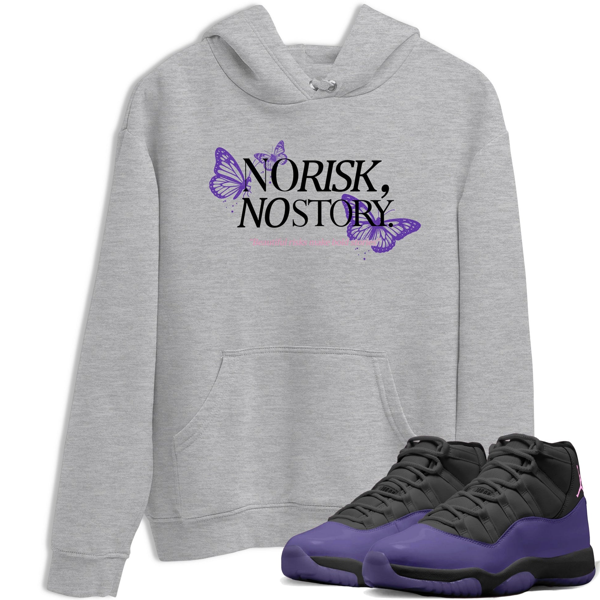 Sneaker match tees – Sneaker Tees To Match Air Jordan 11 Canyon Purple Shoes – No Risk No Story Tee Heather Grey 1