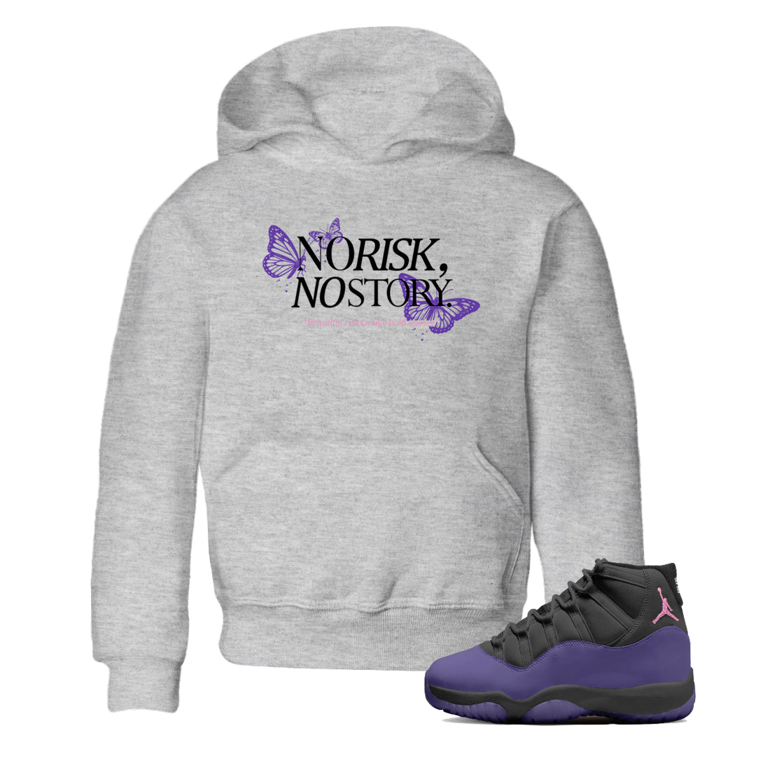 Sneaker match tees – Sneaker Tees To Match Air Jordan 11 Canyon Purple Shoes – No Risk No Story Kids T-Shirt Heather Grey 1