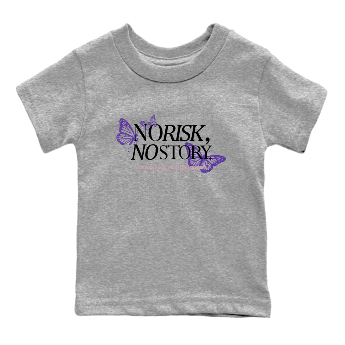 Sneaker match tees – Sneaker Tees To Match Air Jordan 11 Canyon Purple Shoes – No Risk No Story Kids T-Shirt Heather Grey 2