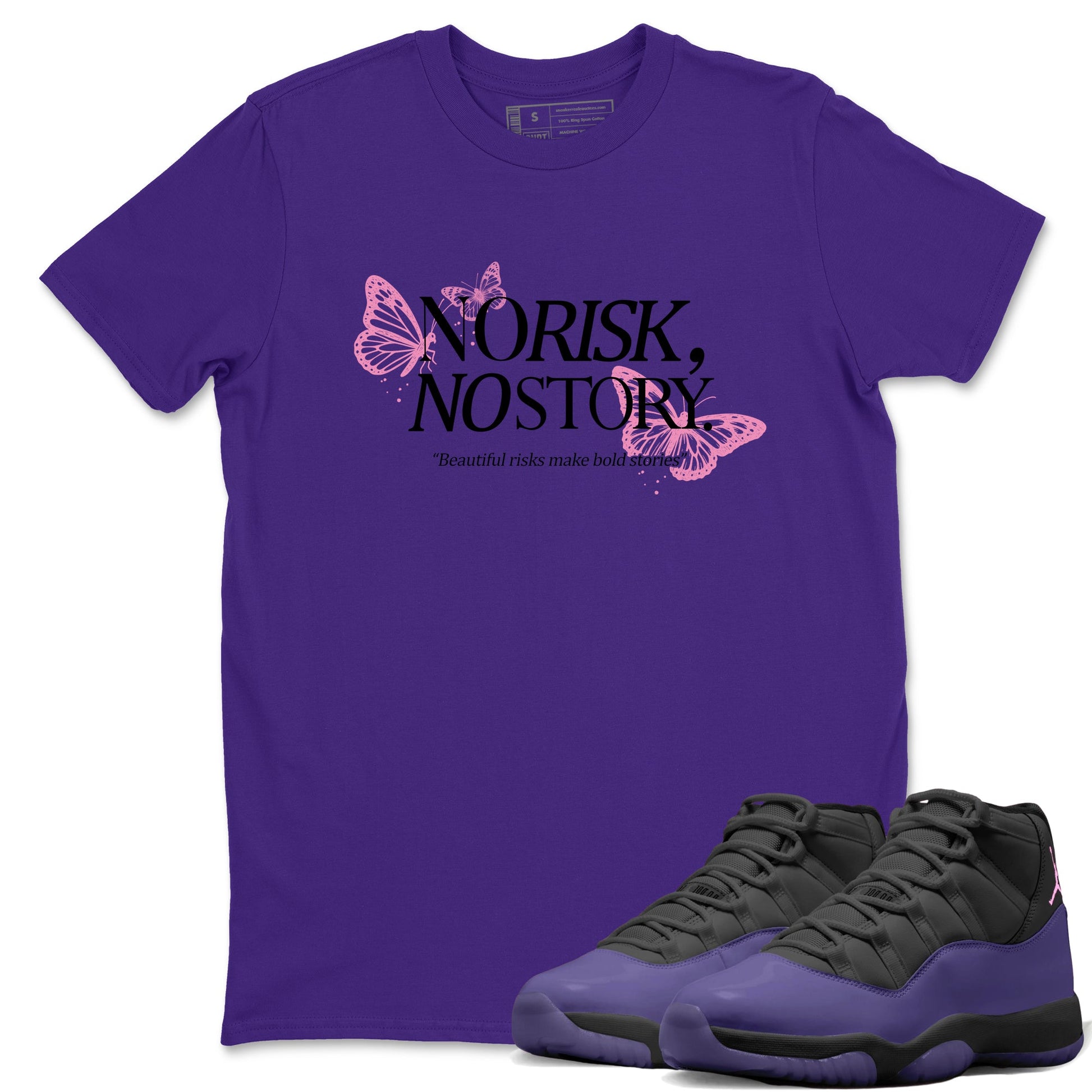 Sneaker match tees – Sneaker Tees To Match Air Jordan 11 Canyon Purple Shoes – No Risk No Story Tee Purple 1
