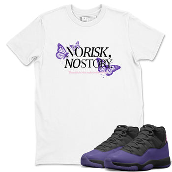 Sneaker match tees – Sneaker Tees To Match Air Jordan 11 Canyon Purple Shoes – No Risk No Story Tee White 1