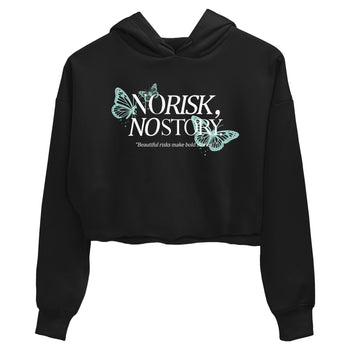 No Risk No Story womens crop tee made to vibe with the Air Jordan 11 Igloo sneakers — the perfect match in Black 2.