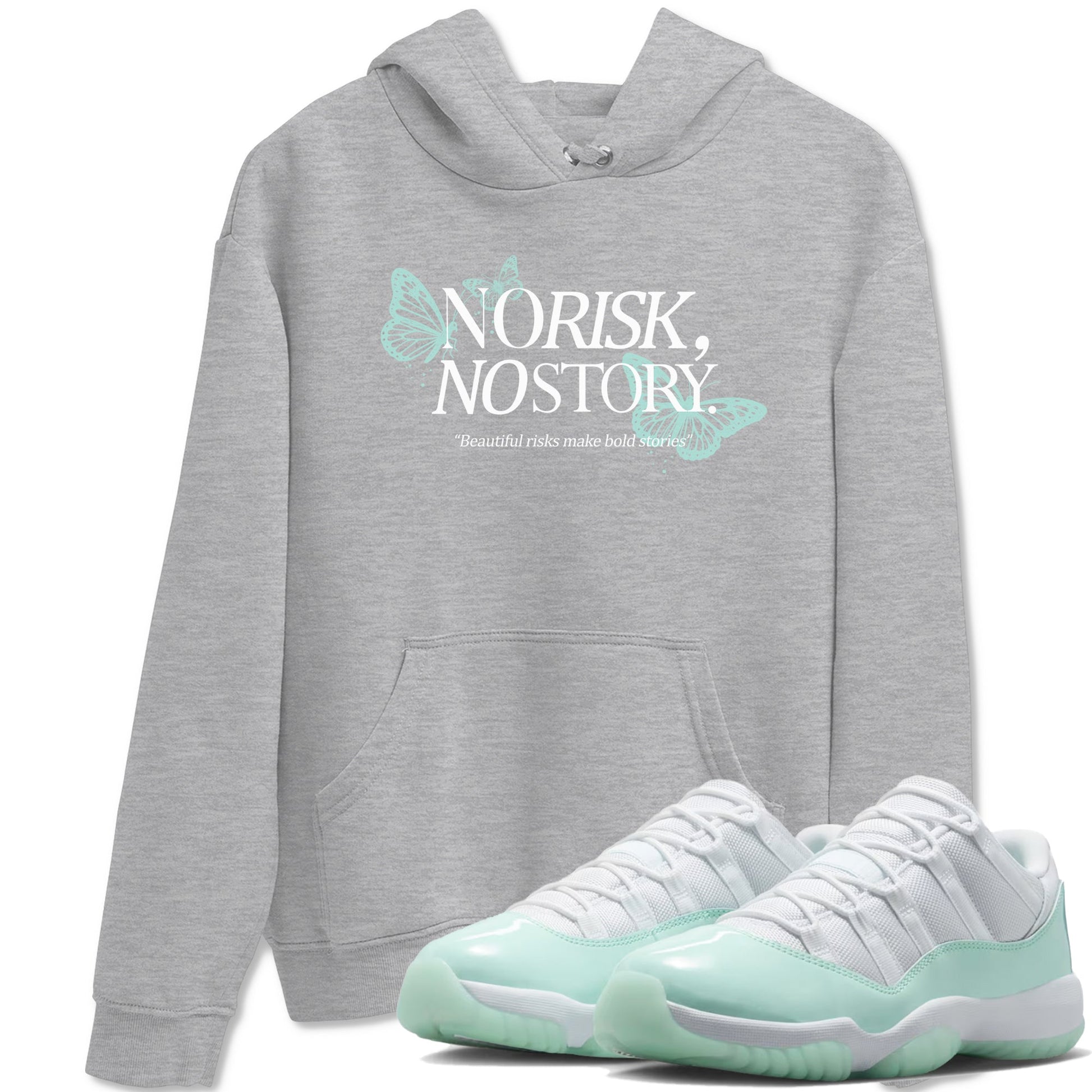 No Risk No Story sneaker match t-shirt styled to complete your fit with the Air Jordan 11 Igloo sneakers, shown in Heather Grey 1.