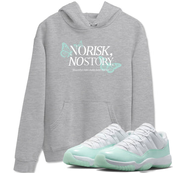 No Risk No Story sneaker match t-shirt styled to complete your fit with the Air Jordan 11 Igloo sneakers, shown in Heather Grey 1.