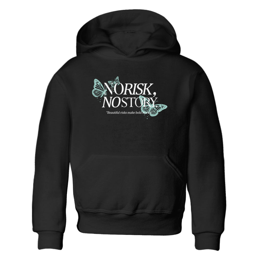 No Risk No Story baby and kids t-shirt crafted for little sneakerheads to shine with the Air Jordan 11 Igloo sneakers, displayed in Black 2.