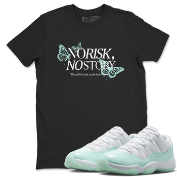 No Risk No Story sneaker match t-shirt styled to complete your fit with the Air Jordan 11 Igloo sneakers, shown in Black 1.