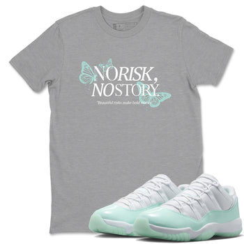 No Risk No Story sneaker match t-shirt styled to complete your fit with the Air Jordan 11 Igloo sneakers, shown in Heather Grey 1.