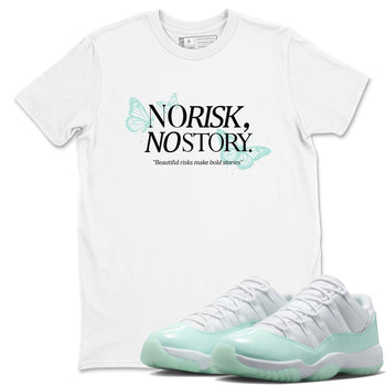 No Risk No Story sneaker match t-shirt styled to complete your fit with the Air Jordan 11 Igloo sneakers, shown in White 1.