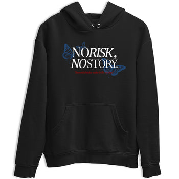 No Risk No Story sneaker match t-shirt styled to complete your fit with the Air Jordan 12 French Blue sneakers, shown in Black 2.