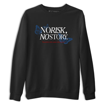 No Risk No Story sneaker match t-shirt styled to complete your fit with the Air Jordan 12 French Blue sneakers, shown in Black 2.
