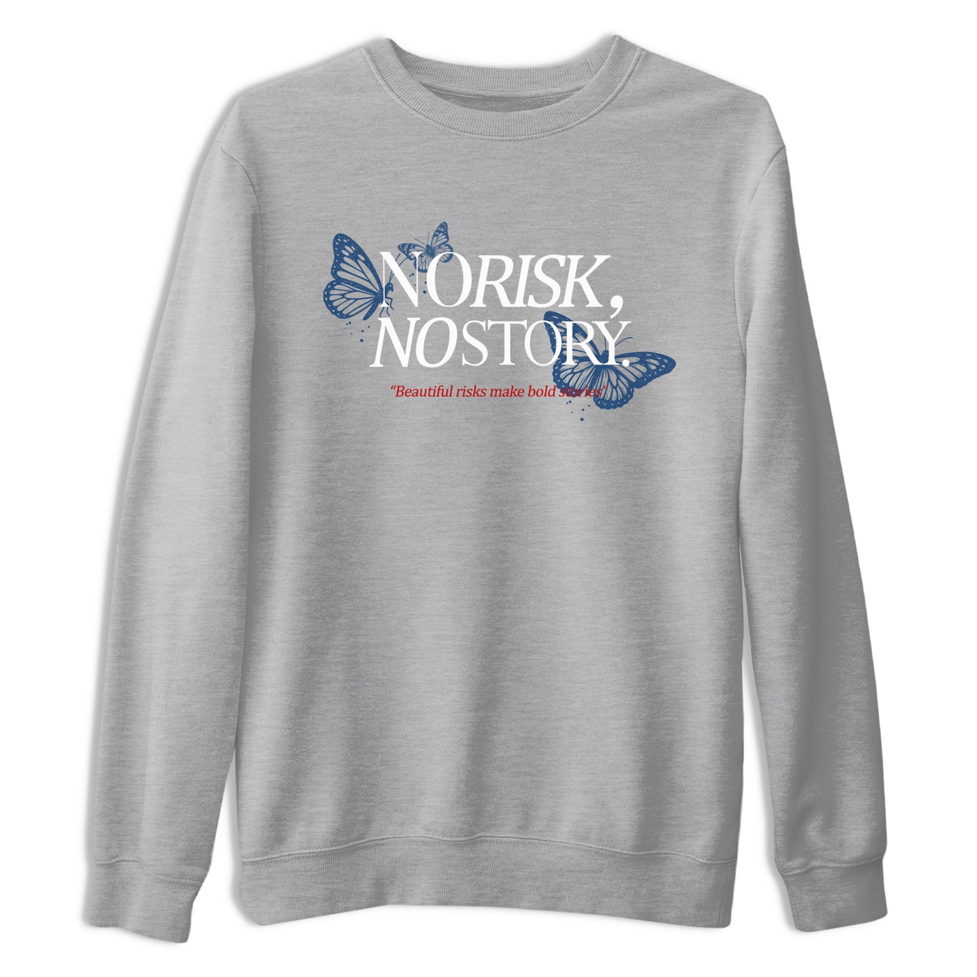 No Risk No Story sneaker match t-shirt styled to complete your fit with the Air Jordan 12 French Blue sneakers, shown in Heather Grey 2.