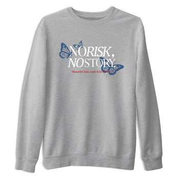 No Risk No Story sneaker match t-shirt styled to complete your fit with the Air Jordan 12 French Blue sneakers, shown in Heather Grey 2.