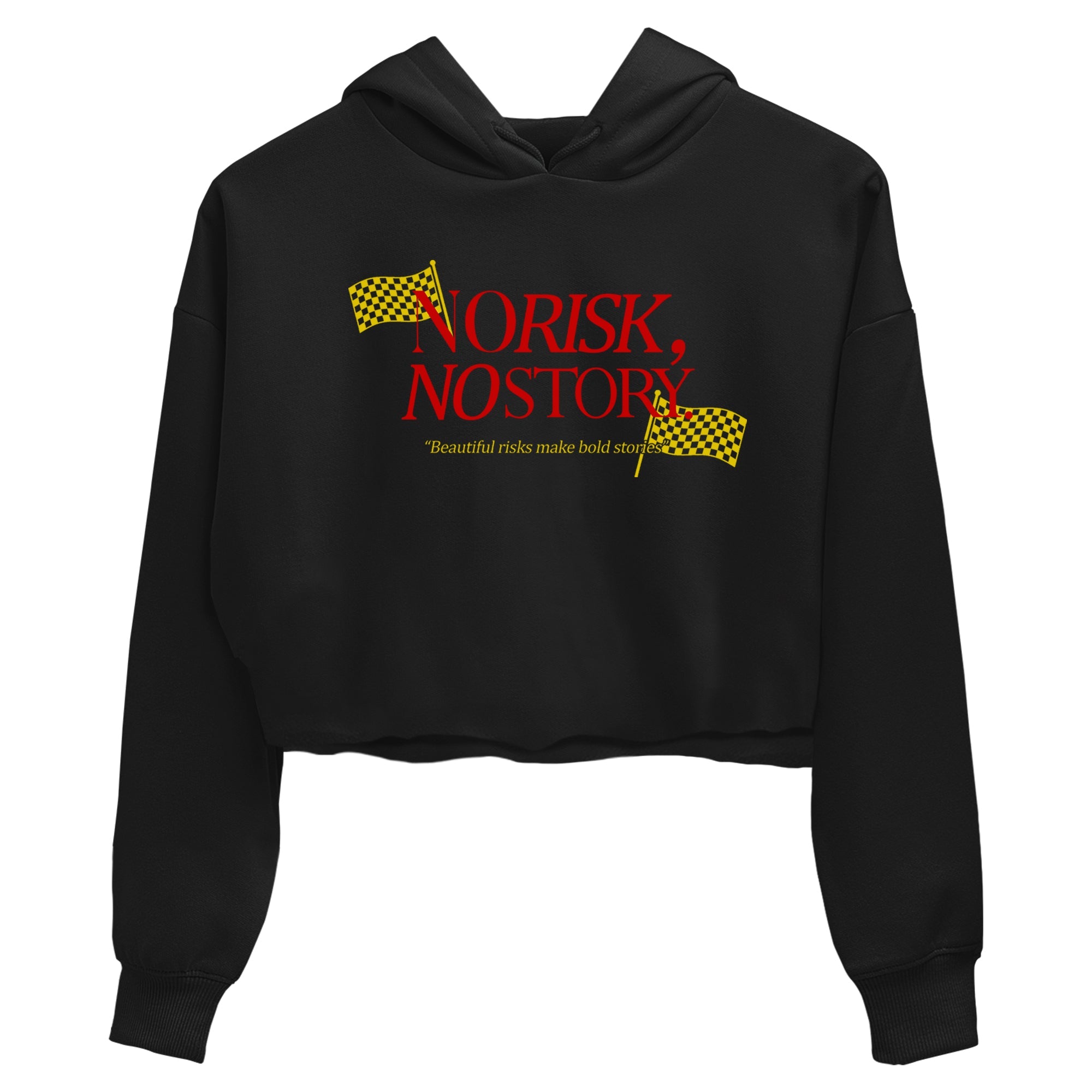 No Risk No Story womens crop tee made to vibe with the Air Jordan 14 Challenge Red sneakers — the perfect match in Black 2.