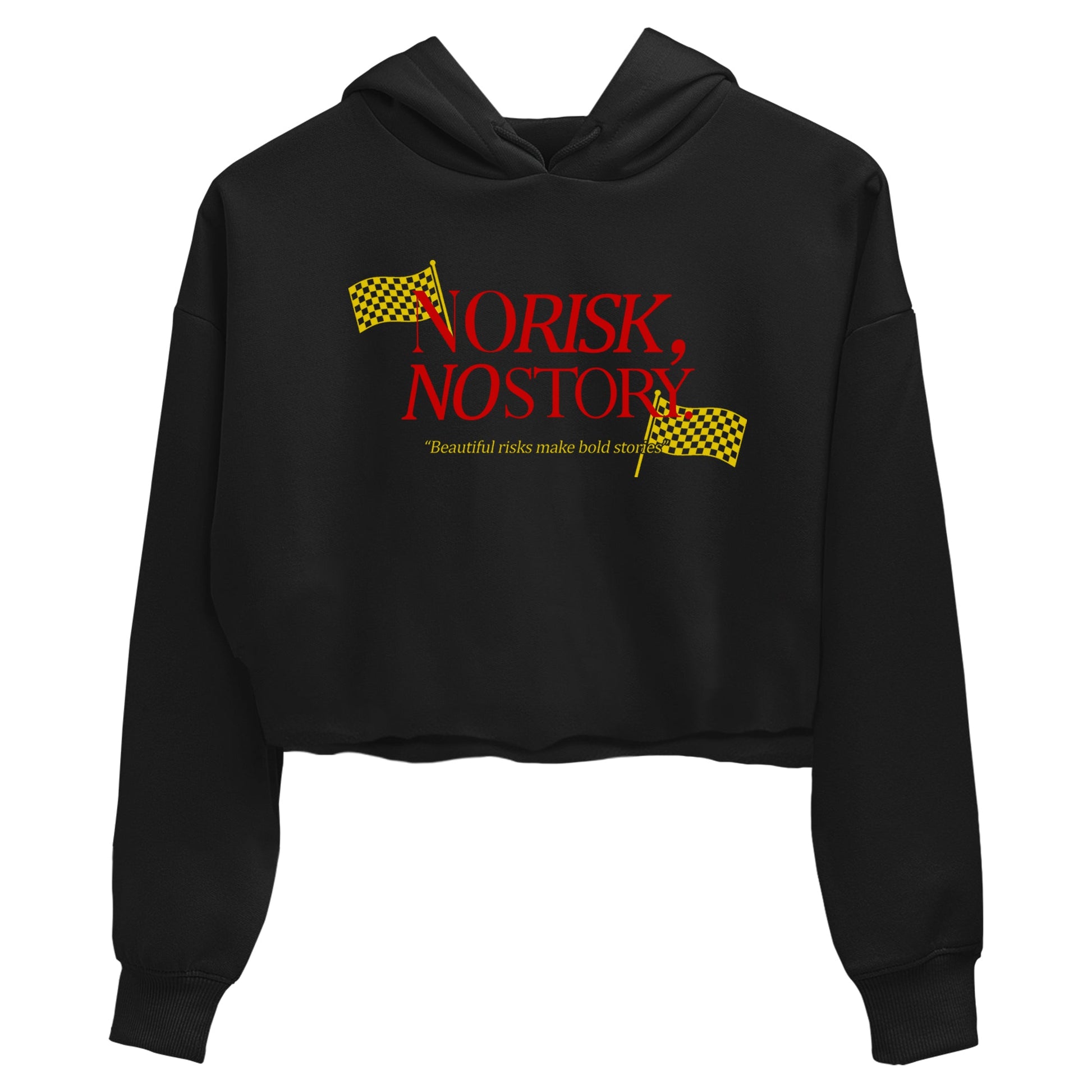 No Risk No Story womens crop tee made to vibe with the Air Jordan 14 Challenge Red sneakers — the perfect match in Black 2.