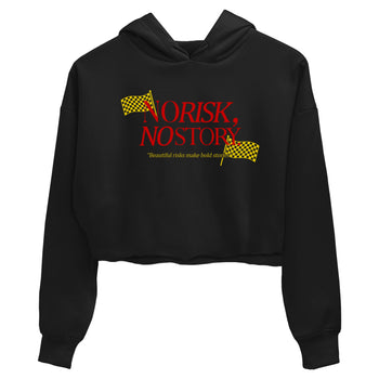 No Risk No Story womens crop tee made to vibe with the Air Jordan 14 Challenge Red sneakers — the perfect match in Black 2.