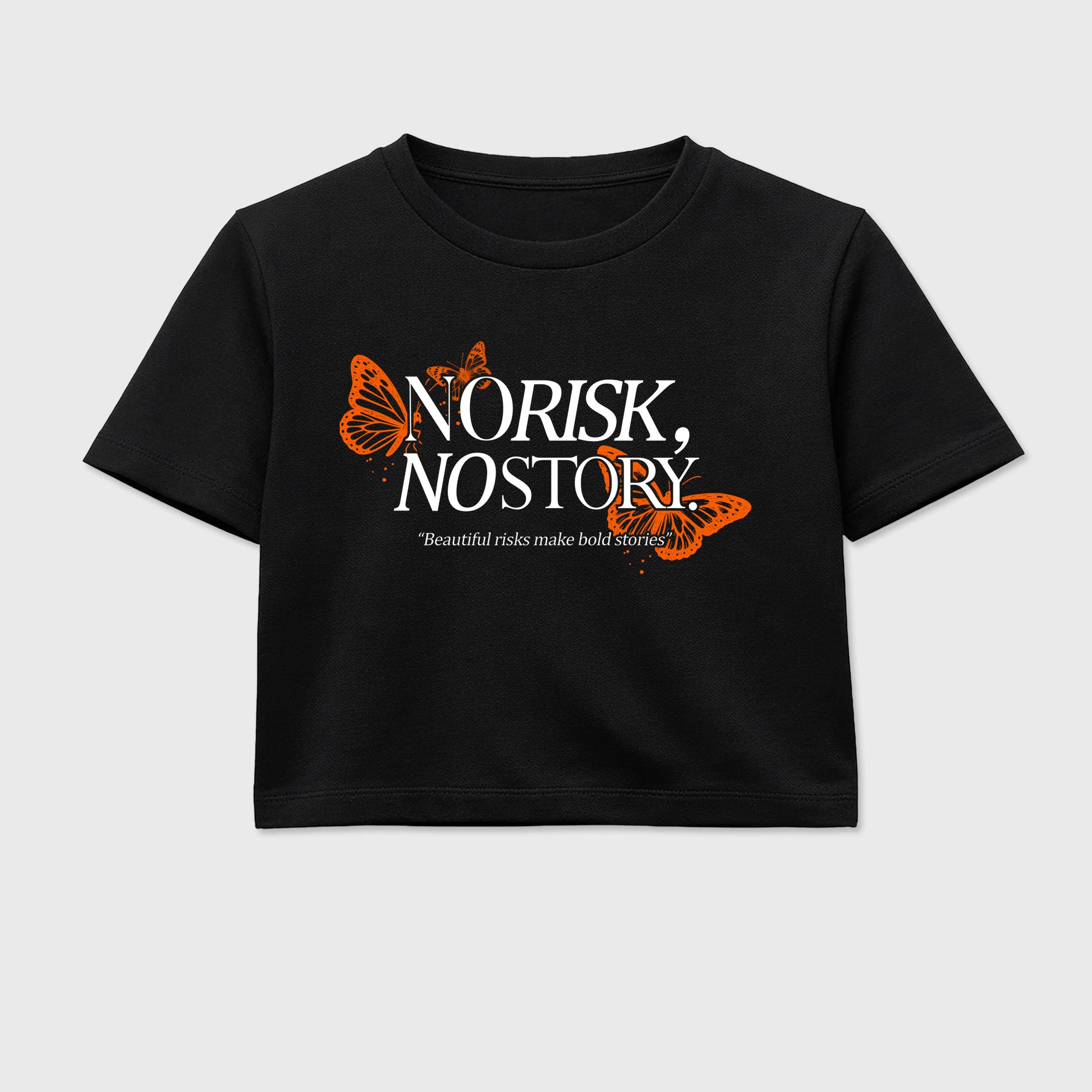 Sneaker match tees – Sneaker Tees To Match Air Jordan 3 Orange Citrus Shoes – No Risk No Story Crop T-Shirt Black 2