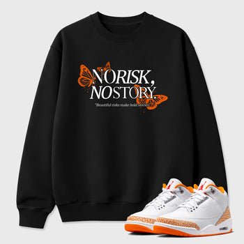 Sneaker match tees – Sneaker Tees To Match Air Jordan 3 Orange Citrus Shoes – No Risk No Story Tee Black 1