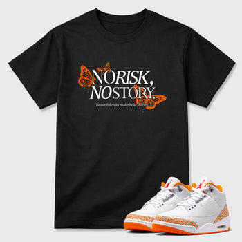 Sneaker match tees – Sneaker Tees To Match Air Jordan 3 Orange Citrus Shoes – No Risk No Story Tee Black 1