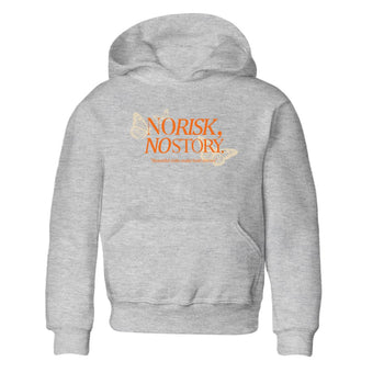 No Risk No Story baby and kids t-shirt crafted for little sneakerheads to shine with the Air Jordan 3 Starfish sneakers, displayed in Heather Grey 2.