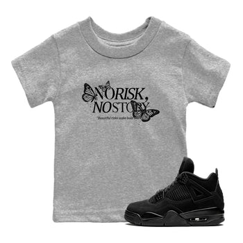 Sneaker match tees – Sneaker Tees To Match Air Jordan 4 Black Cat Shoes – No Risk No Story Kids T-Shirt Heather Grey 1