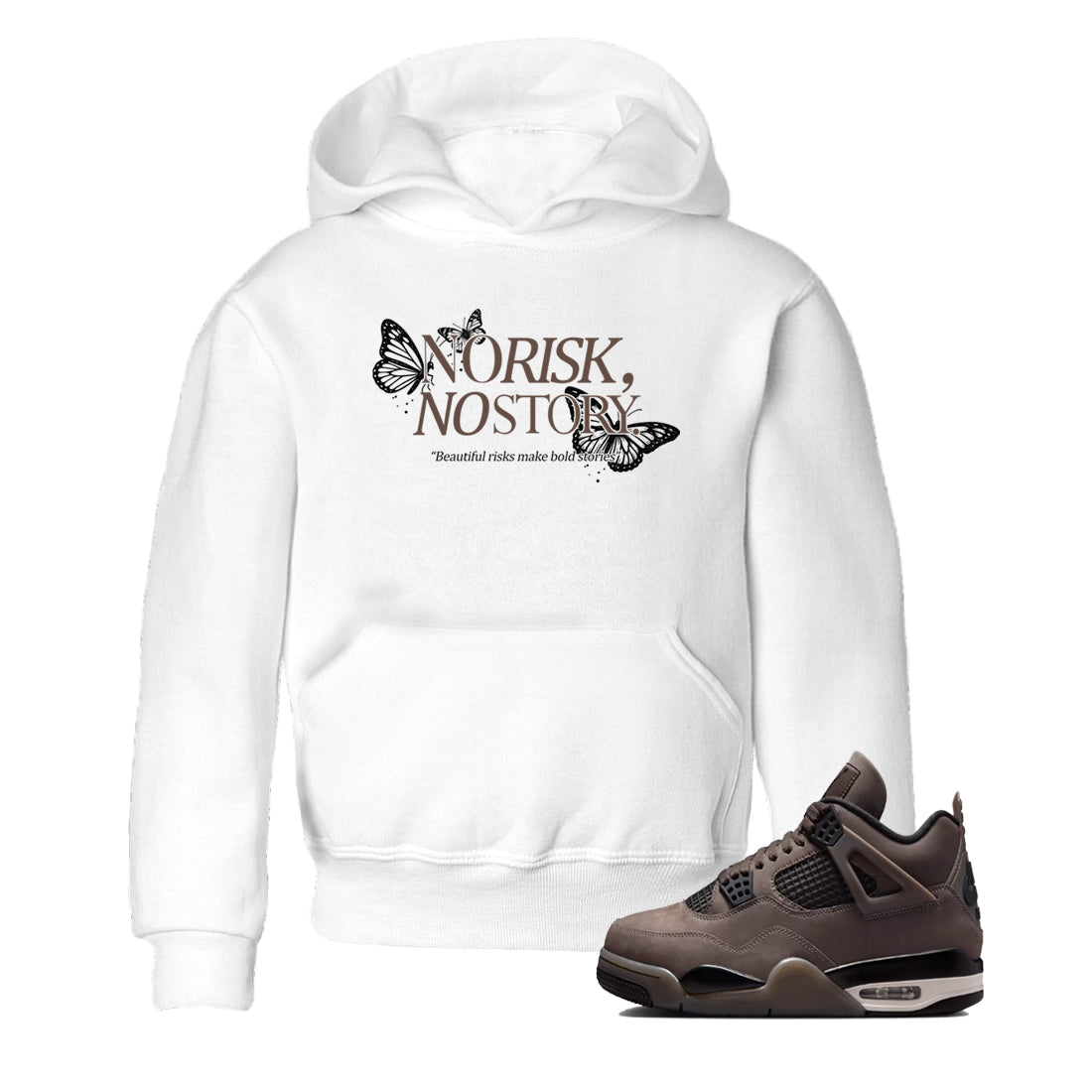 Sneaker match tees – Sneaker Tees To Match Air Jordan 4 Cave Stone Shoes – No Risk No Story Kids T-Shirt White 1