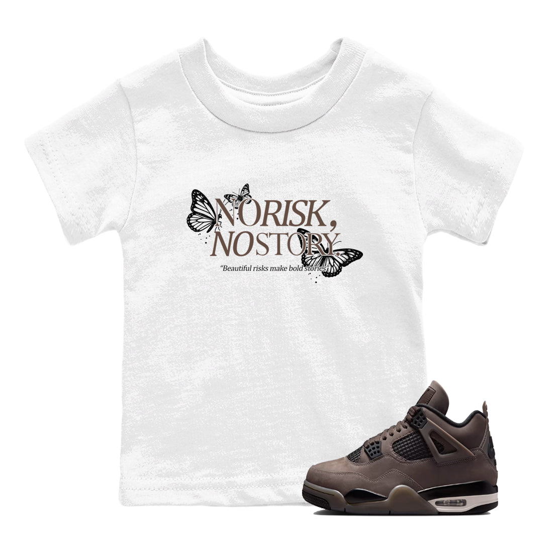 Sneaker match tees – Sneaker Tees To Match Air Jordan 4 Cave Stone Shoes – No Risk No Story Kids T-Shirt White 1