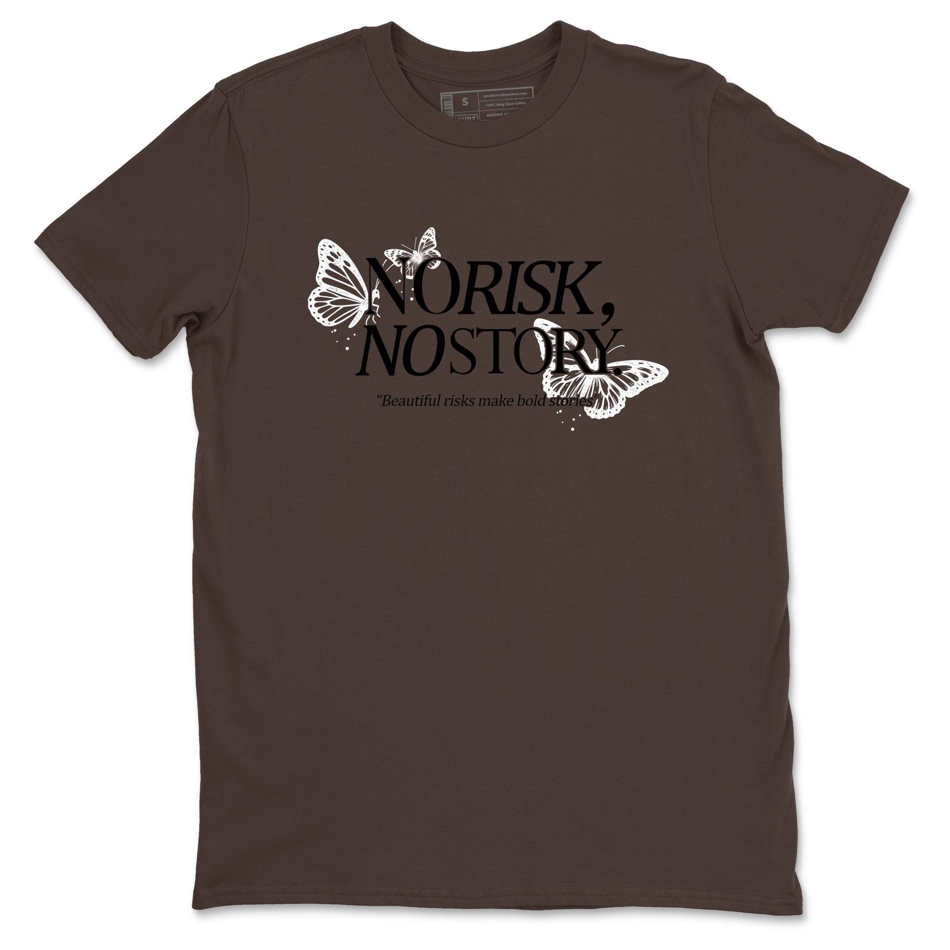 Sneaker match tees – Sneaker Tees To Match Air Jordan 4 Cave Stone Shoes – No Risk No Story Tee Dark Chocolate 2