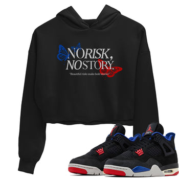 Sneaker match tees – Sneaker Tees To Match Jordan 4 Retro Rare Air Shoes – No Risk No Story Crop T-Shirt Black 1