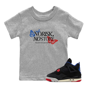 Sneaker match tees – Sneaker Tees To Match Jordan 4 Retro Rare Air Shoes – No Risk No Story Kids T-Shirt Heather Grey 1