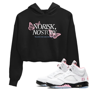 Sneaker match tees – Sneaker Tees To Match Air Jordan 5 35th Anniversary Shoes – No Risk No Story Crop T-Shirt Black 1