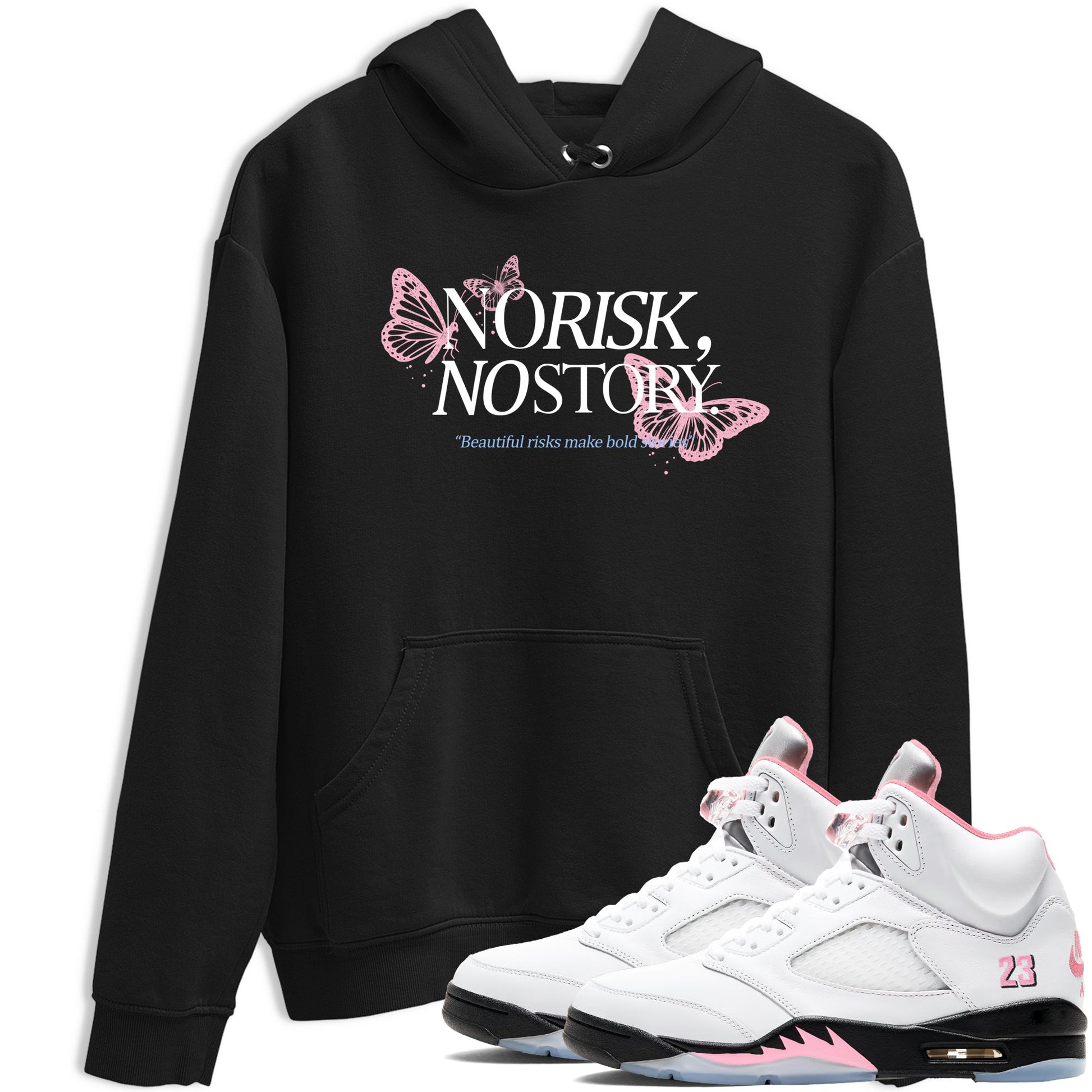 Sneaker match tees – Sneaker Tees To Match Air Jordan 5 35th Anniversary Shoes – No Risk No Story Tee Black 1