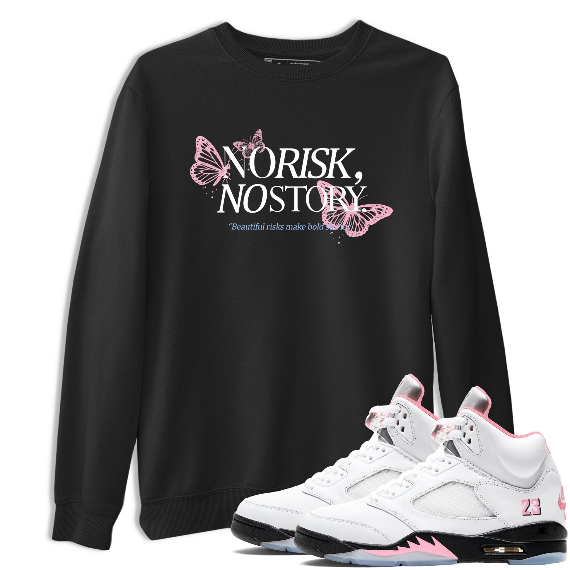 Sneaker match tees – Sneaker Tees To Match Air Jordan 5 35th Anniversary Shoes – No Risk No Story Tee Black 1