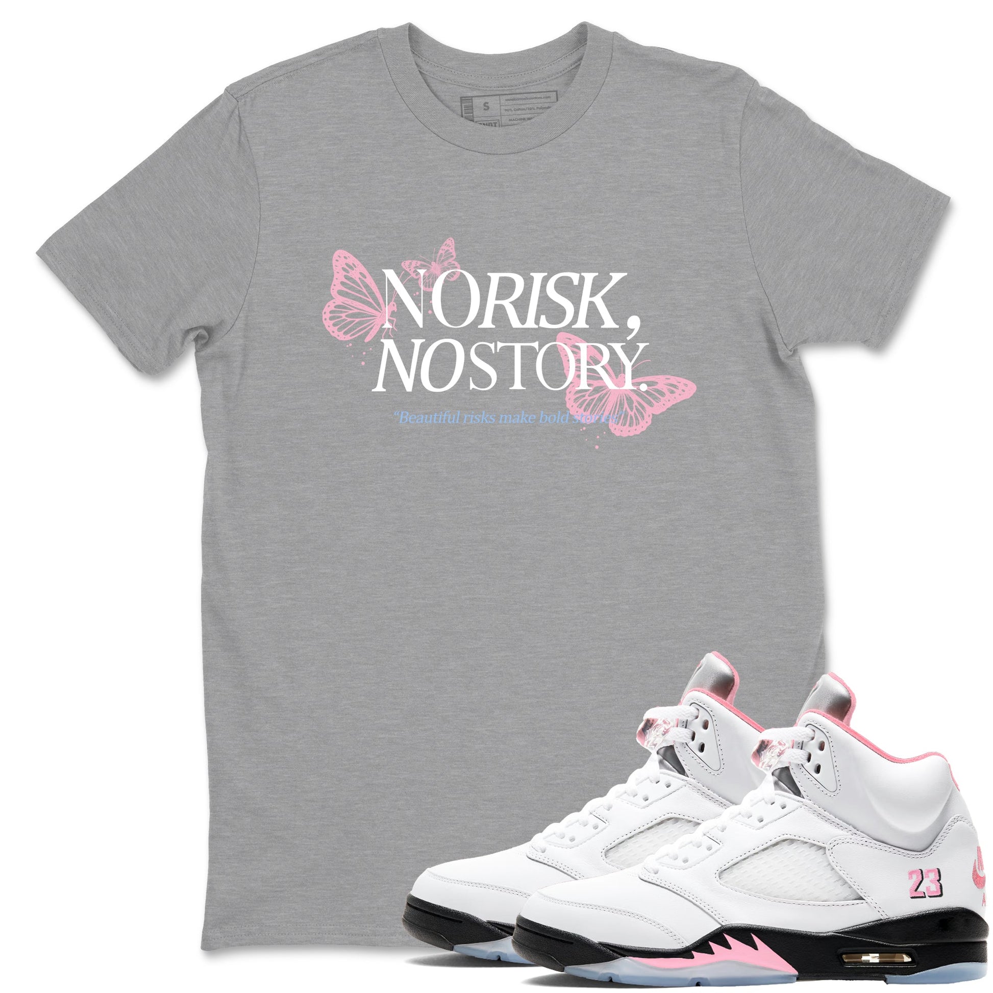 Sneaker match tees – Sneaker Tees To Match Air Jordan 5 35th Anniversary Shoes – No Risk No Story Tee Heather Grey 1
