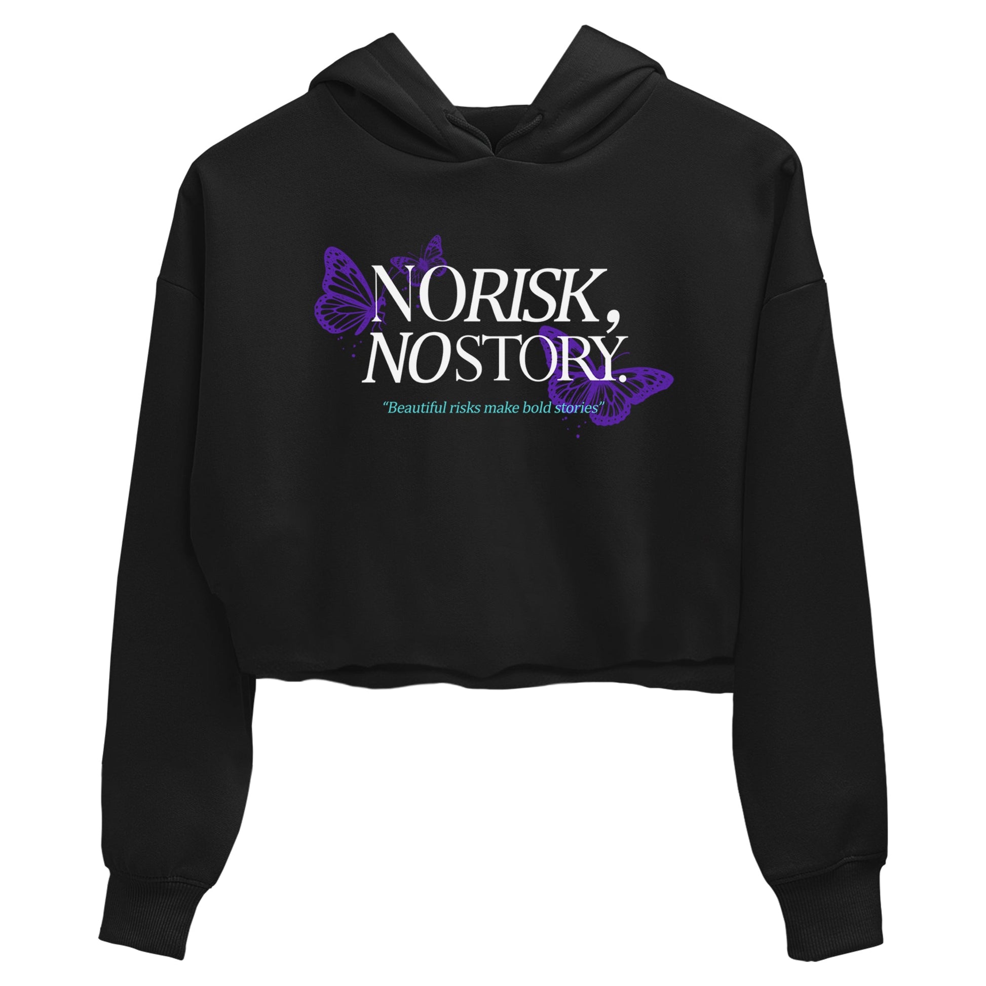No Risk No Story womens crop tee made to vibe with the Air Jordan 5 Grape sneakers — the perfect match in Black 2.