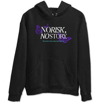 No Risk No Story sneaker match t-shirt styled to complete your fit with the Air Jordan 5 Grape sneakers, shown in Black 2.