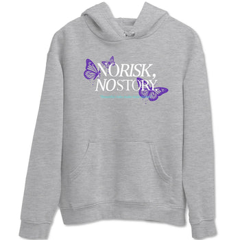 No Risk No Story sneaker match t-shirt styled to complete your fit with the Air Jordan 5 Grape sneakers, shown in Heather Grey 2.