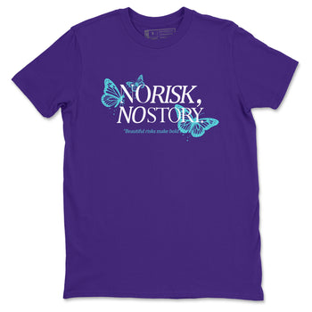 No Risk No Story sneaker match t-shirt styled to complete your fit with the Air Jordan 5 Grape sneakers, shown in Purple 2.