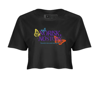 Sneaker Threads – Sneaker Tees To Match New Balance 9060 Prism Purple – No Risk No Story Crop Tee Black 2. Perfect for Jordan releases 2025 colorways.