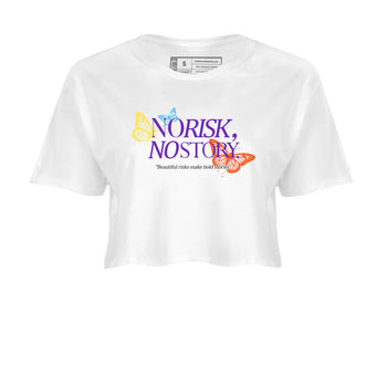 Sneaker Threads – Sneaker Tees To Match New Balance 9060 Prism Purple – No Risk No Story Crop Tee White 2. Perfect for Jordan releases 2025 colorways.
