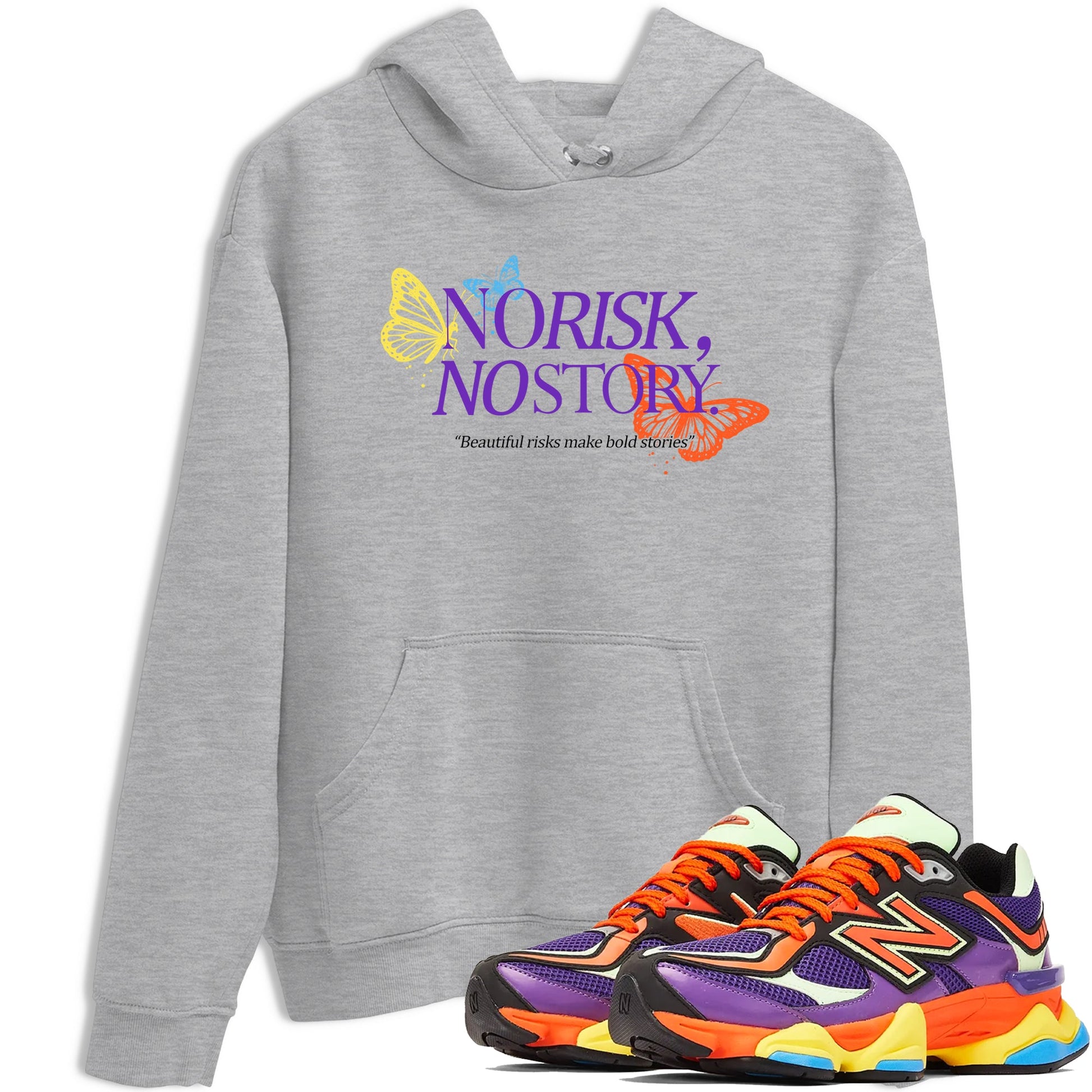 Sneaker Threads – Sneaker Tees To Match New Balance 9060 Prism Purple – No Risk No Story Graphic Tee Heather Grey 1. Perfect for Jordan releases 2025 colorways.