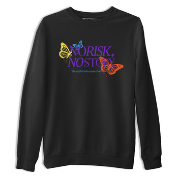 Sneaker Threads – Sneaker Tees To Match New Balance 9060 Prism Purple – No Risk No Story Graphic Tee Black 2. Perfect for Jordan releases 2025 colorways.