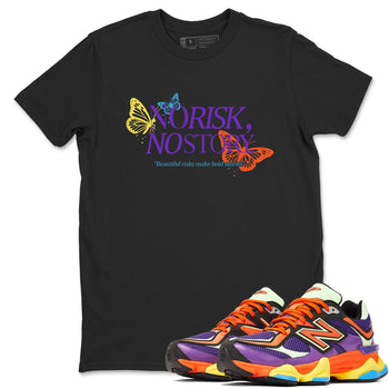 Sneaker Threads – Sneaker Tees To Match New Balance 9060 Prism Purple – No Risk No Story Graphic Tee Black 1. Perfect for Jordan releases 2025 colorways.
