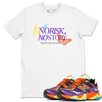Sneaker Threads – Sneaker Tees To Match New Balance 9060 Prism Purple – No Risk No Story Graphic Tee White 1. Perfect for Jordan releases 2025 colorways.