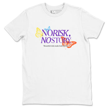 Sneaker Threads – Sneaker Tees To Match New Balance 9060 Prism Purple – No Risk No Story Graphic Tee White 2. Perfect for Jordan releases 2025 colorways.