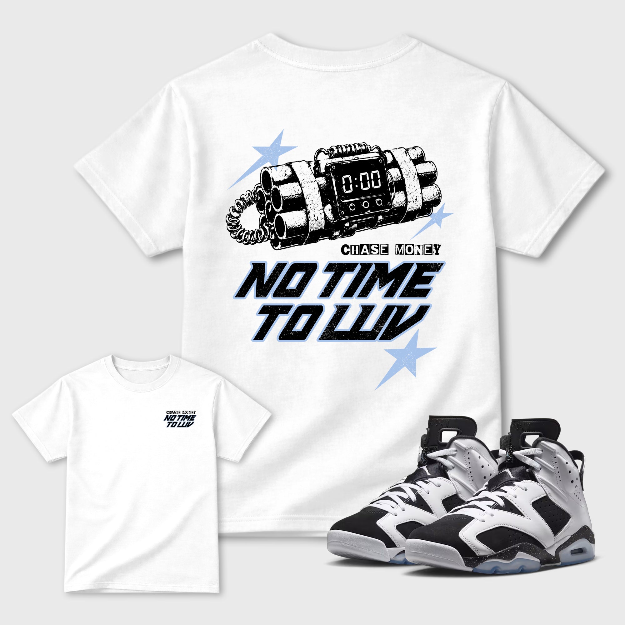 No Time To Love Graphic T-Shirt featuring original streetwear artwork designed to match the . White Graphic T-Shirt.