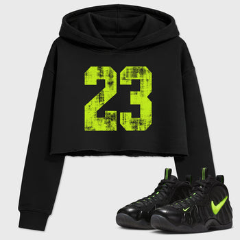 Sneaker match tees – Sneaker Tees To Match Air Foamposite Pro Black Shoes – No.23 Crop T-Shirt Black 1